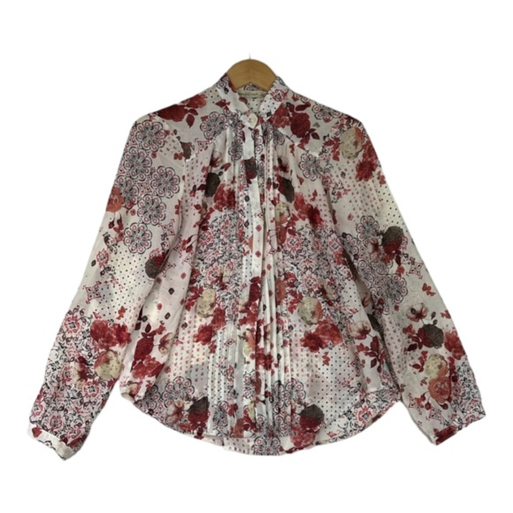Abercrombie & Fitch Women Multicolor Floral Long Sleeve Button-Down Shirt Size L